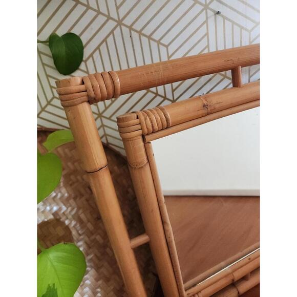 Vintage Bamboo Framed Wall Mirror 17" - Picture 3 of 5